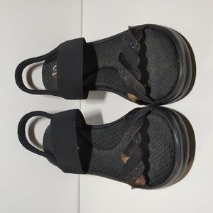 Skechers Black Sparkly Wedge Sandals